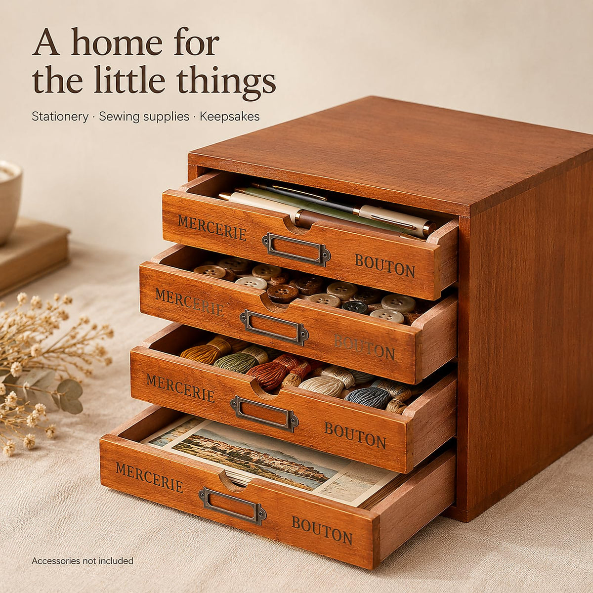 4 Pack Wood Apothecary Cabinets, 16 Drawers, Brown Pine Construction, Iron Label Holders, Ready Assembled, Office Supplies Organizer, Retro Look, Craft And Stationery Storage