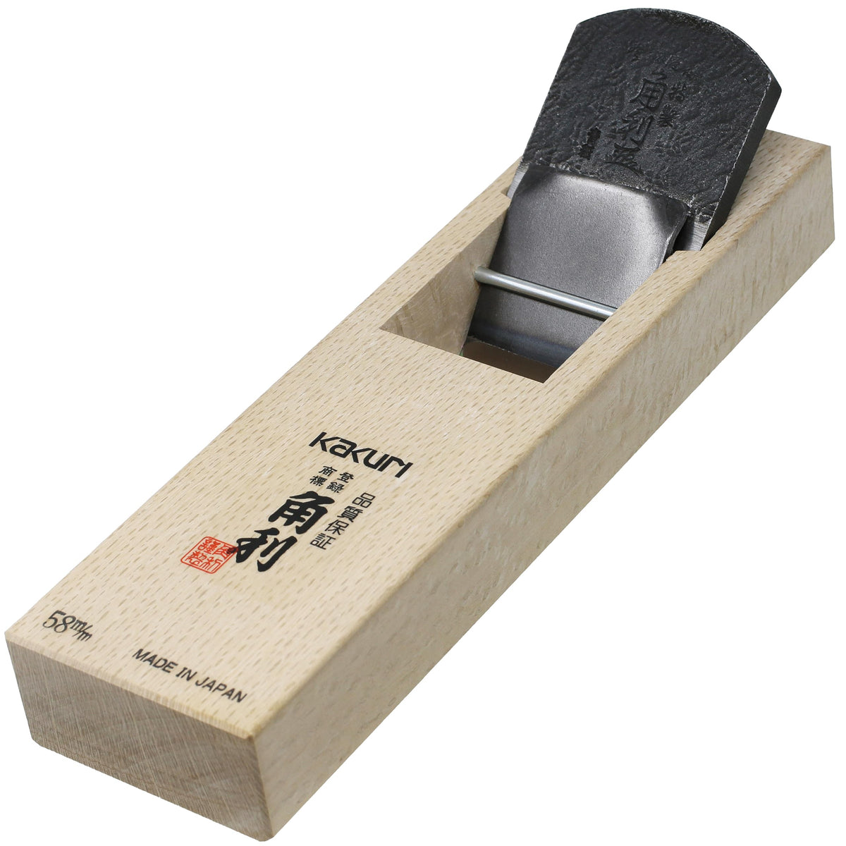 KAKURI Professional Japanese Hand Plane 58mm, Blue Paper Steel No.2 Blade KANNA Large Block Plane Wood Planer Hand Tool for Smoothing – White Oak Body, Made in Japan