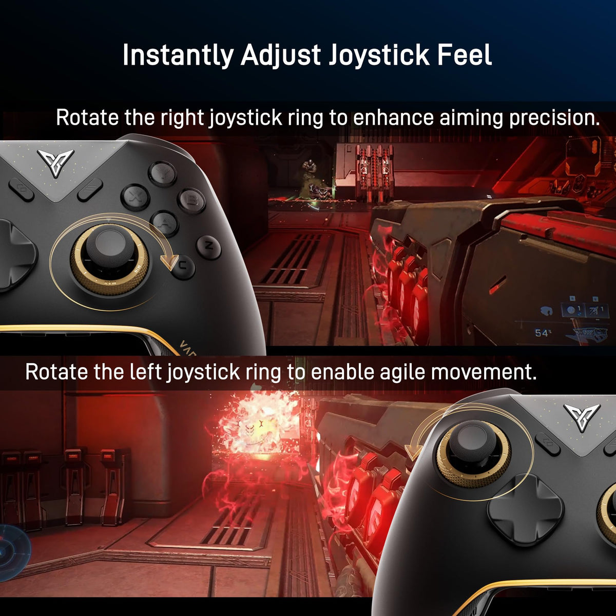 FLYDIGI Vader 5 Pro PC Controller, 3ms Low Latency, FORCEFLEX Joysticks FORCESWITCH Triggers, 8 Remappable Buttons, Triggers & Grips 4-Motor Vibration, 1000mAh Battery, 3 Connection Methods