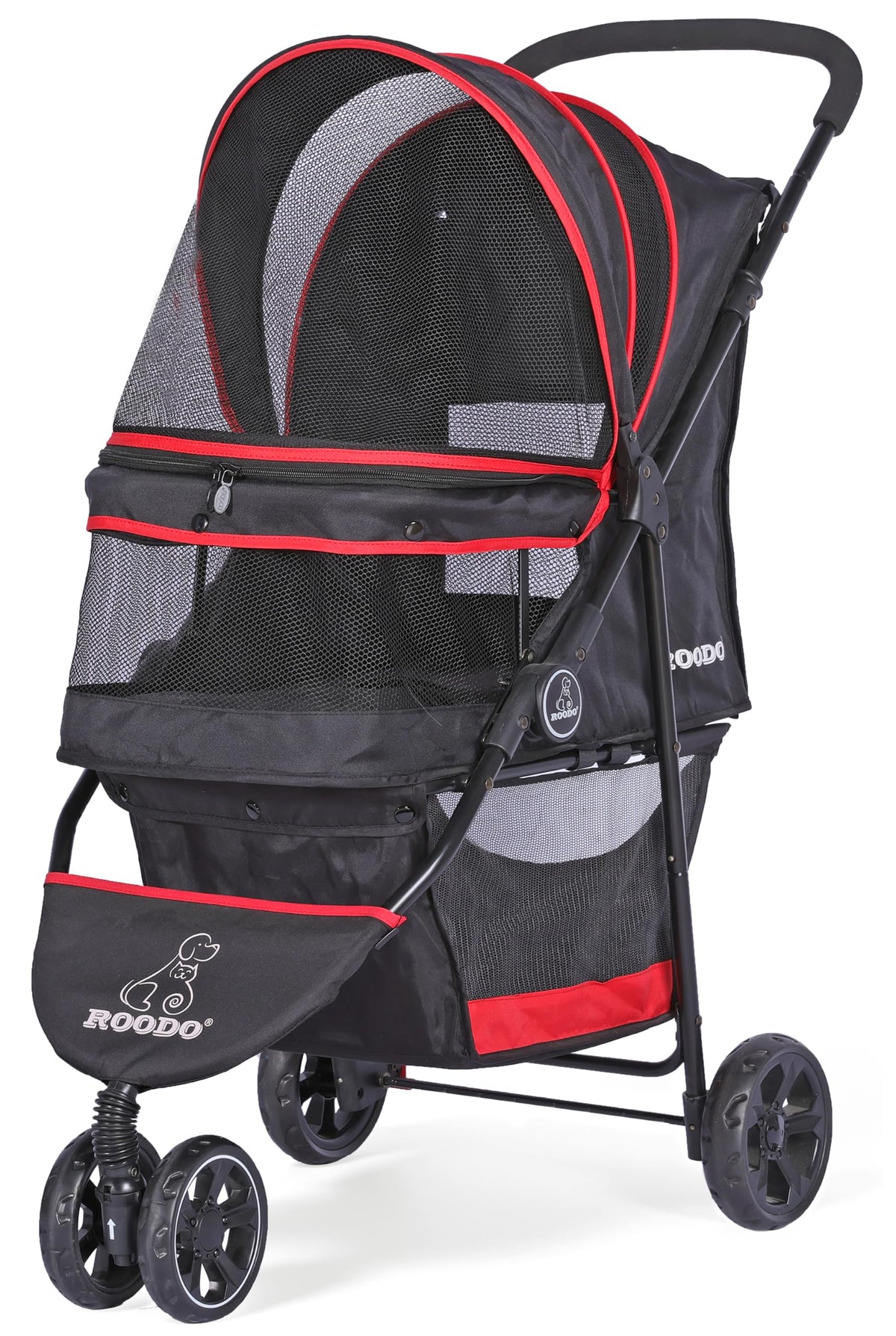 ROODO Escort 3 Wheel Dog Cat Pet Stroller for Small/Medium Dogs Cats Best Lightweight Foldable Portable Compact Jogger Travel All Terrain Pet Gear System Puppy Doggie Bunny Kitty Stroller(Black)