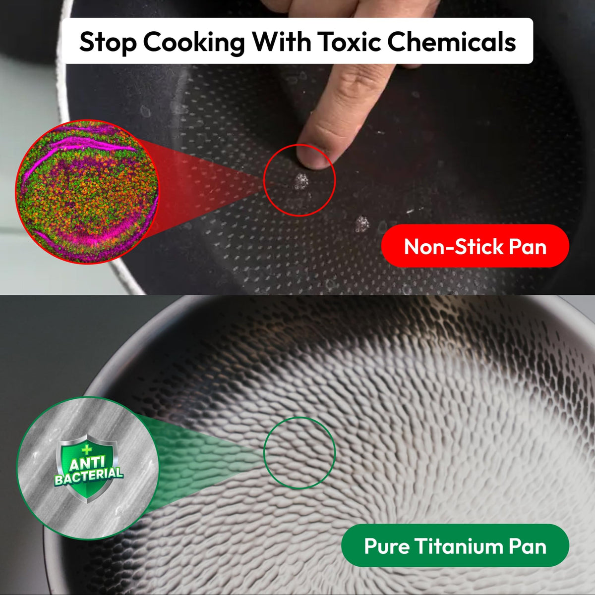 Plateful Titanium Pans For Cooking 12 Inch, No Coating Nonstick, with Lid Pure uncoated titanium frying pan, surface sears to 750F, PFOA/PFAS/PTFE Free Fajita, works on induction and all cooktops.
