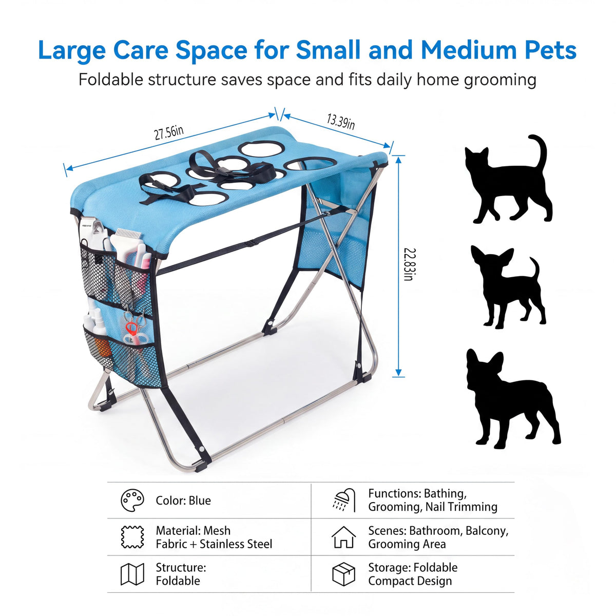 Pet Grooming Bath Stand for Small & Medium Dogs Cats，8-Hole Foldable Portable, Works as Pet Bathtub, dog bath hammock，Pet Grooming Bath Stand for Home and Outdoor Use