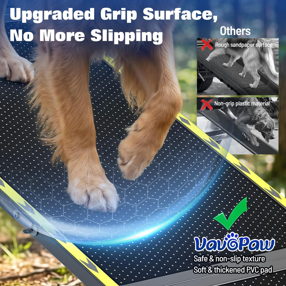74"L x 20"W Extra Wide Dog Ramp for Car - Portable Pet Ramp for Large Dogs Extra Long, Wider, Foldable Dog Car Ramps for Truck, SUV, RV & Bed, Non-Slip, Supports Up to 250LBS, No Assembly, Black