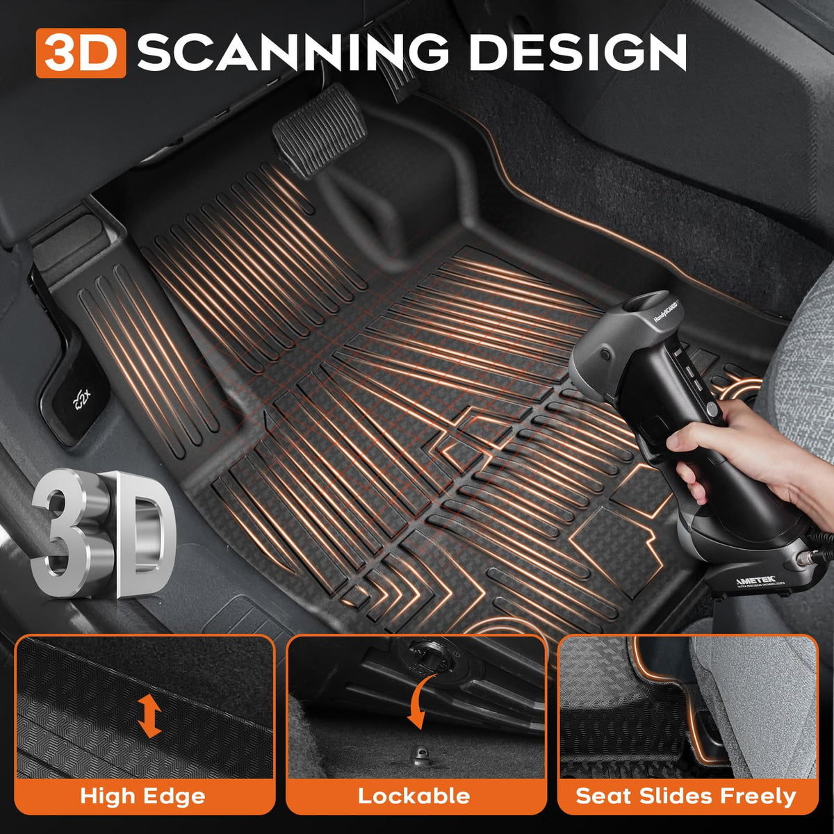 Floor Mats for 2022-2026 Ford Maverick Accessories(Only Fit Hybrid Models) All Weather Heavy Duty Car Floor Liners, Protection Automotive TPE Car Mats, Front & 2nd Row for Maverick Hybrid Accessories