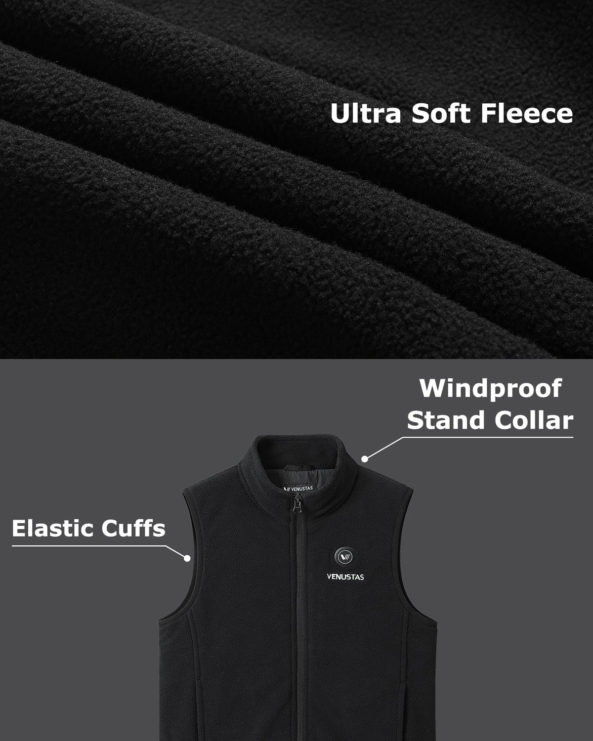 Venustas Kids Heated Fleece Vest with Battery Pack Included, Warmer Youth Electric Heating Vest for Girls