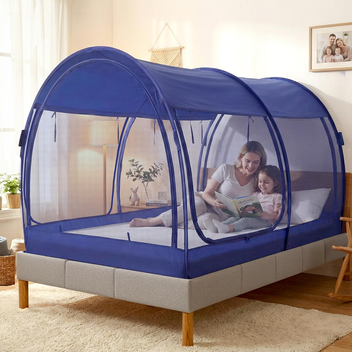 LEEDOR® Bed Tent Dream Tent Bed Canopy Shelter Cabin Sleeping Tent Indoor Bed Curtain Pop Up Privacy Warm Breathable with 4 Doors Twin/Full/Queen for Kids and Adult (Mattress Not Included)