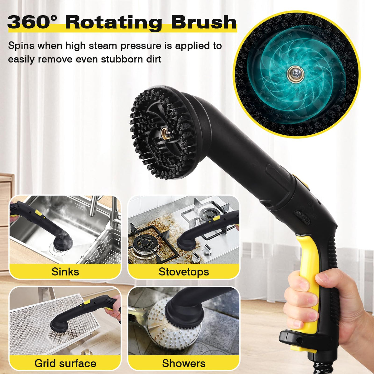 TVD 5 Bar 320°F Steam Cleaner for Home, Bathroom, Kitchen, Floor & Grout 26 Accessories | Easy of Use | 5M Power Cord | Large Tank | Chemical-Free | Safety Lock | for Tile, Wall, Toilets & Stovetop