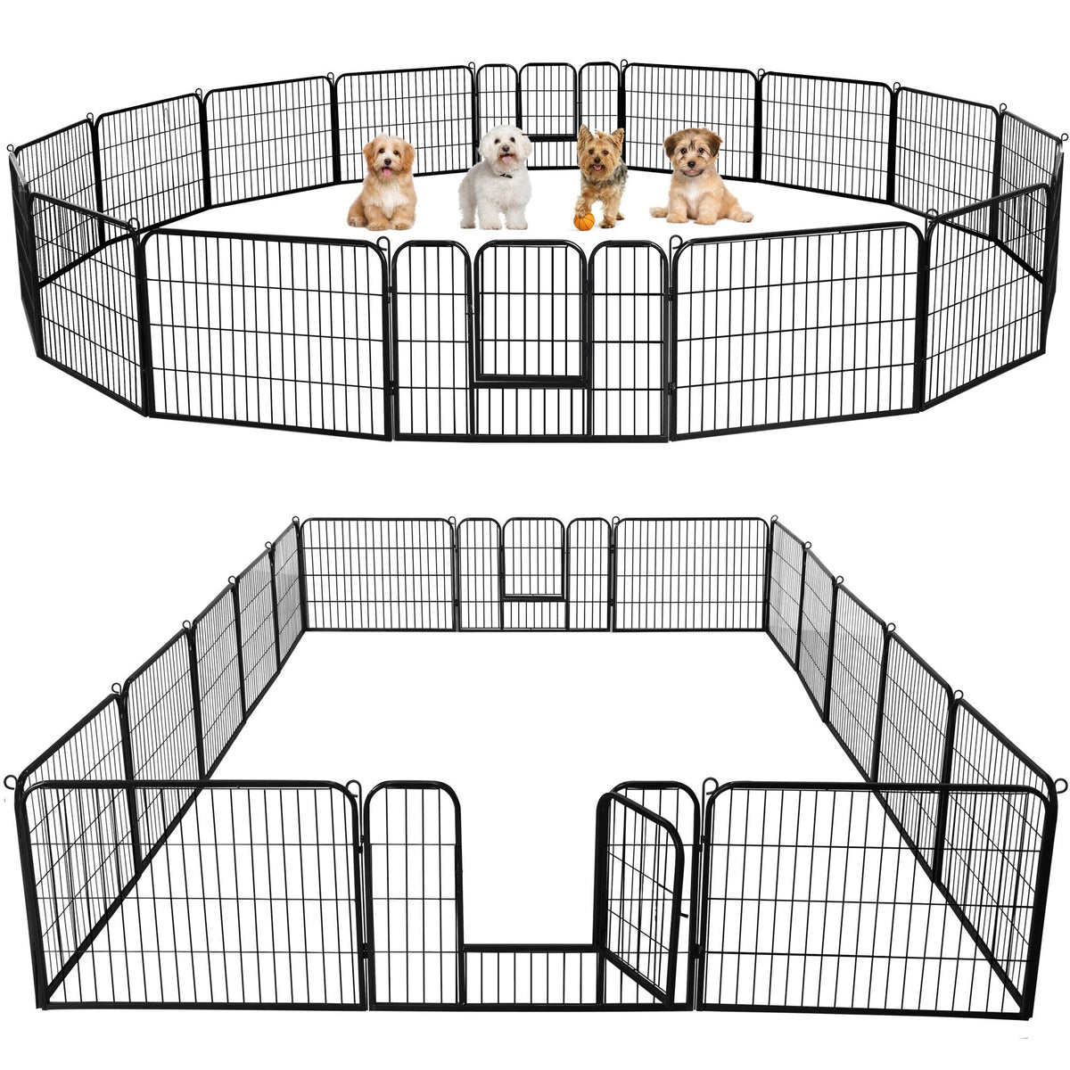 Yaheetech Dog Playpen 24in 16 Panels Pet Fence for Indoor Yard RV Camping Easy Setup, Heavy Duty Rustproof Frame with Secure Latch Door, DIY Layouts,Foldable Storage, for Puppies & Small Dogs