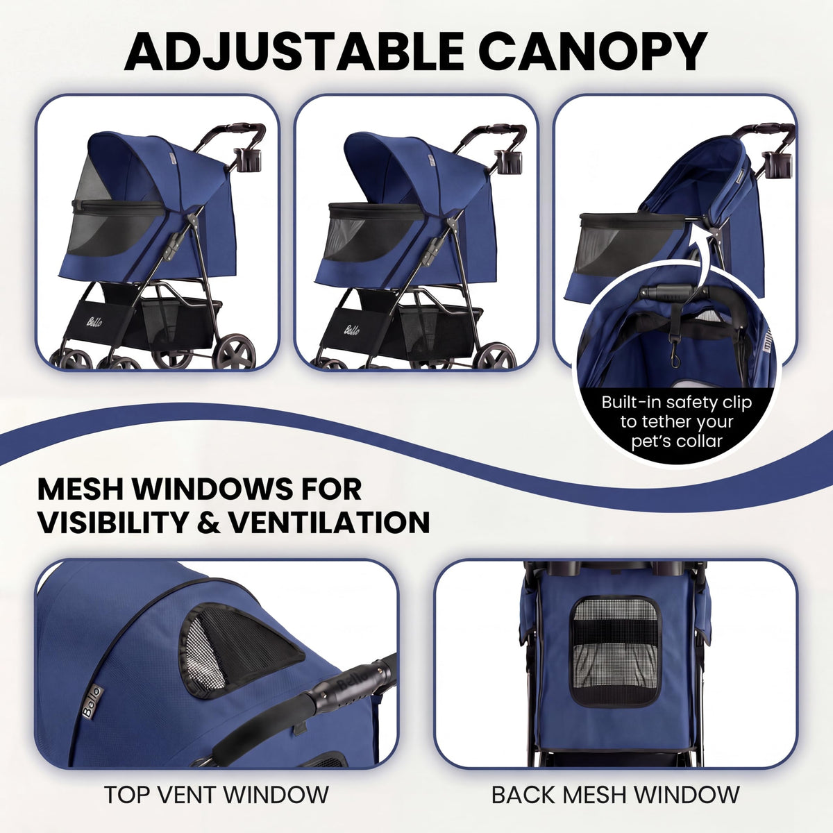 Pet Stroller for Small/Med Dogs & Cats | 4-Wheel Foldable Pet Stroller Zipperless Entry, Easy One-Hand Fold, Jogging Tires, Safety Harness, Breathable Design, Cup Holder + Storage Basket