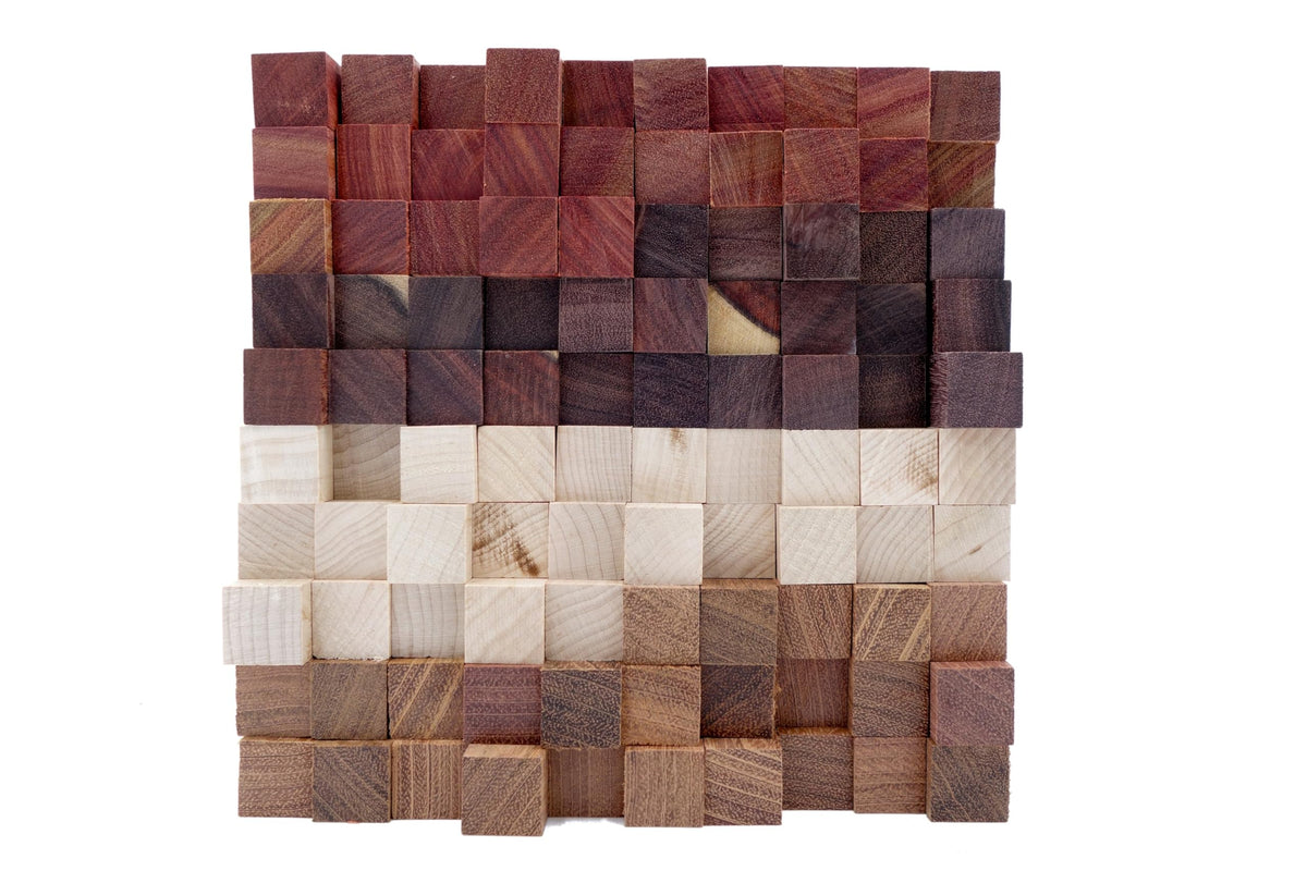 Exotic Wood Pen Blanks 100-Pack Pen Turning Supplies, DIY Pen Crafts: Bloodwood, Mexican Ebony, Jatoba, Hard Maple, 25 of Each Wood Type, 5 x 3/4 x 3/4 inches