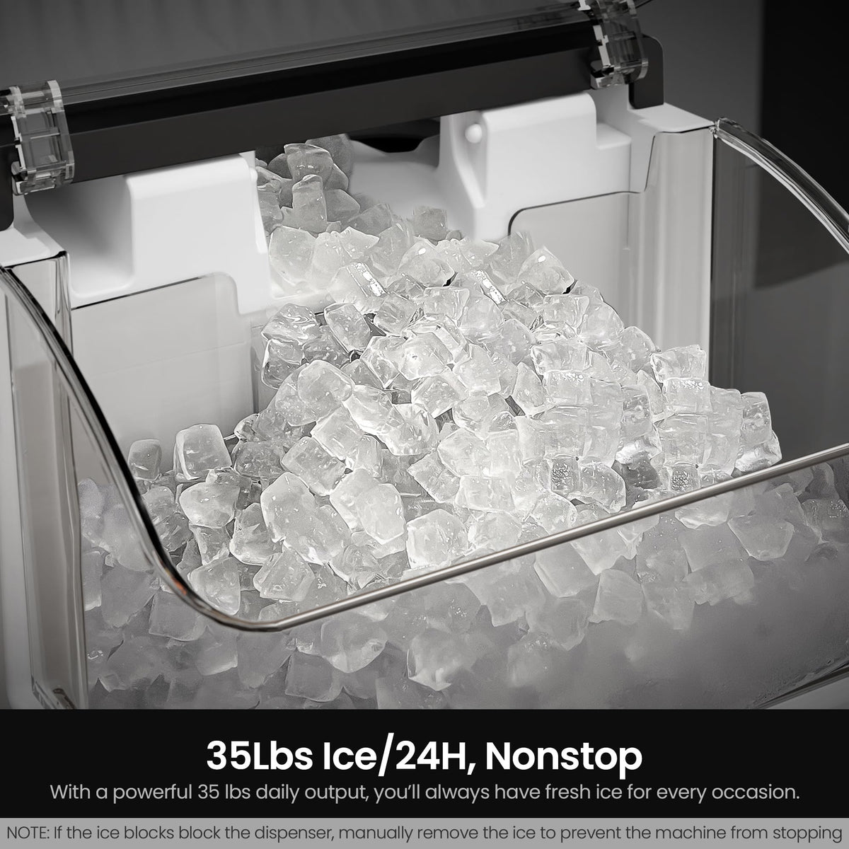 Kismile Nugget Ice Maker Countertop, 35 lbs/Day, Stainless Steel Portable Sonic Ice Maker & Pebble Ice Machine, First Ice in 7 Mins, 43 dB Quiet, One-Touch Self-Cleaning for Home & Office