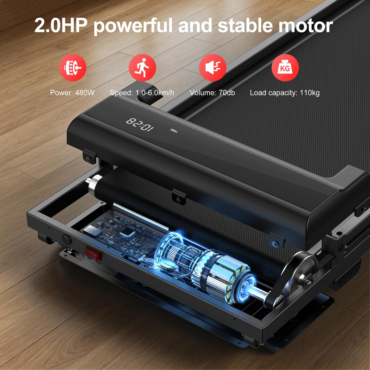 Walking Pad Treadmill for Home - Foldable Treadmills with Handle Bar Mini Portable Walk Pads Under Desk Small Spaces Compact Folding Electric Treadmills Office Walking and Running Machine Terluxra