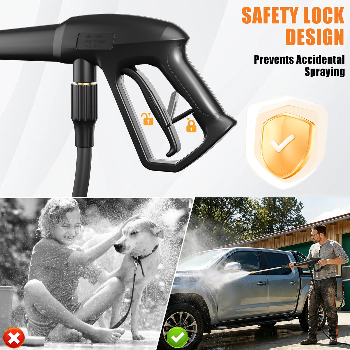 Electric Pressure Washer 4500PSI 2.8 GPM with Anti-Tipping Technology High Electric Power Washer, 4 Quick Connect Nozzles & Stainless Steel Spray Wand for Cars/Driveways