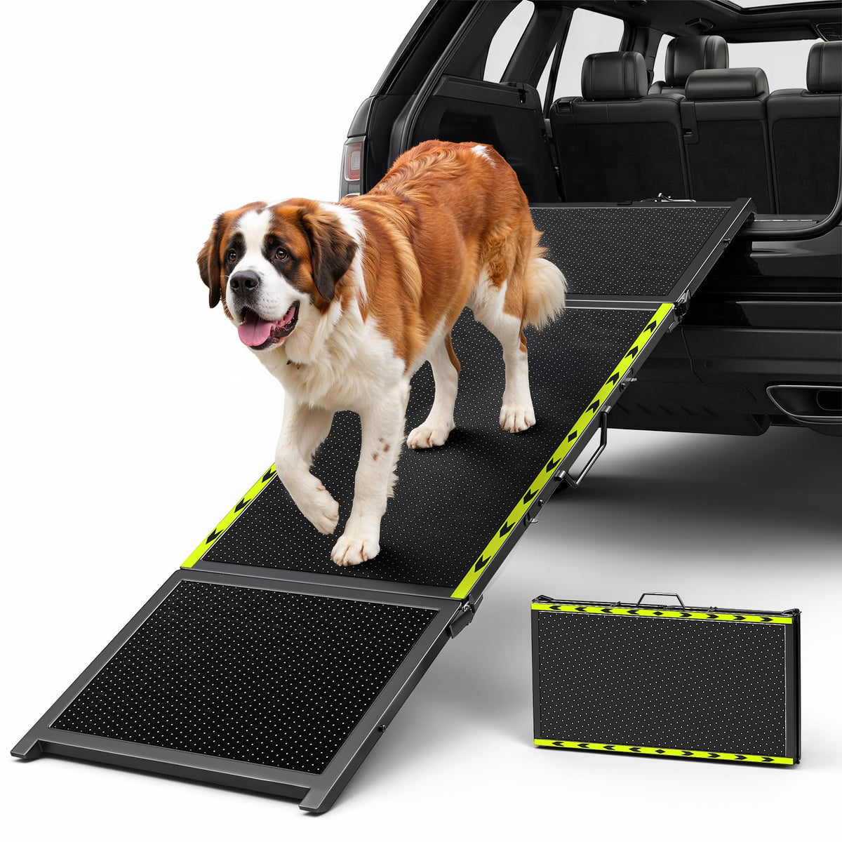 74"L x 20"W Extra Wide Dog Ramp for Car - Portable Pet Ramp for Large Dogs Extra Long, Wider, Foldable Dog Car Ramps for Truck, SUV, RV & Bed, Non-Slip, Supports Up to 250LBS, No Assembly, Black