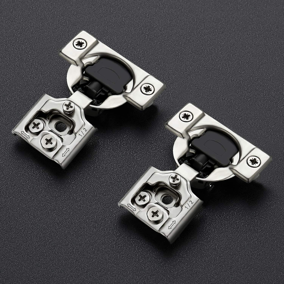 Soft Close Hinges for Kitchen Cabinet Hinges, 1/2 Inch Overlay, 60 Pack 30 Pairs, self Closing Motion, Concealed Cabinet Fit, Stainless Steel, Satin Nickel, Hidden Hinges, for Face Frame Door
