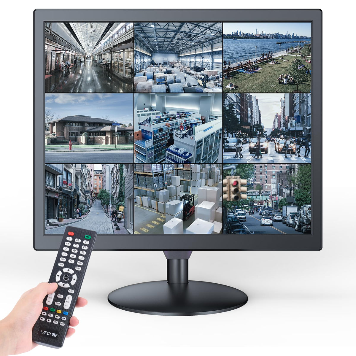 Eyoyo 17-Inch Security Camera Monitor, 1280x1024 5:4 Display HDMI VGA AV BNC Inputs, USB Video Playback, Built-in Speaker, Remote Control, Supports NVR CCTV PC Computer