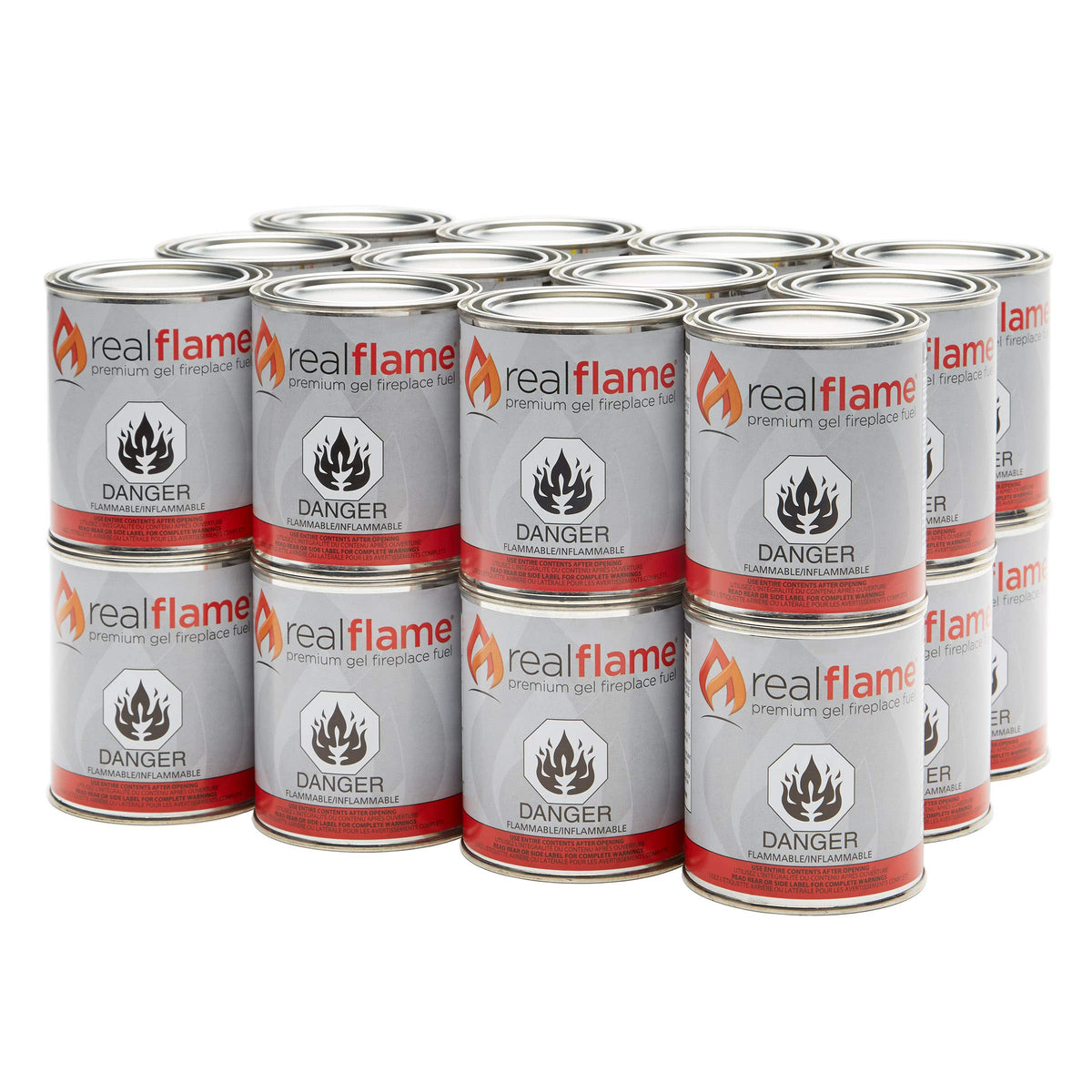 Real Flame Gel Fuel Cans - 24-Pack - Gelled Isopropyl Alcohol for Indoor or Outdoor Fireplaces