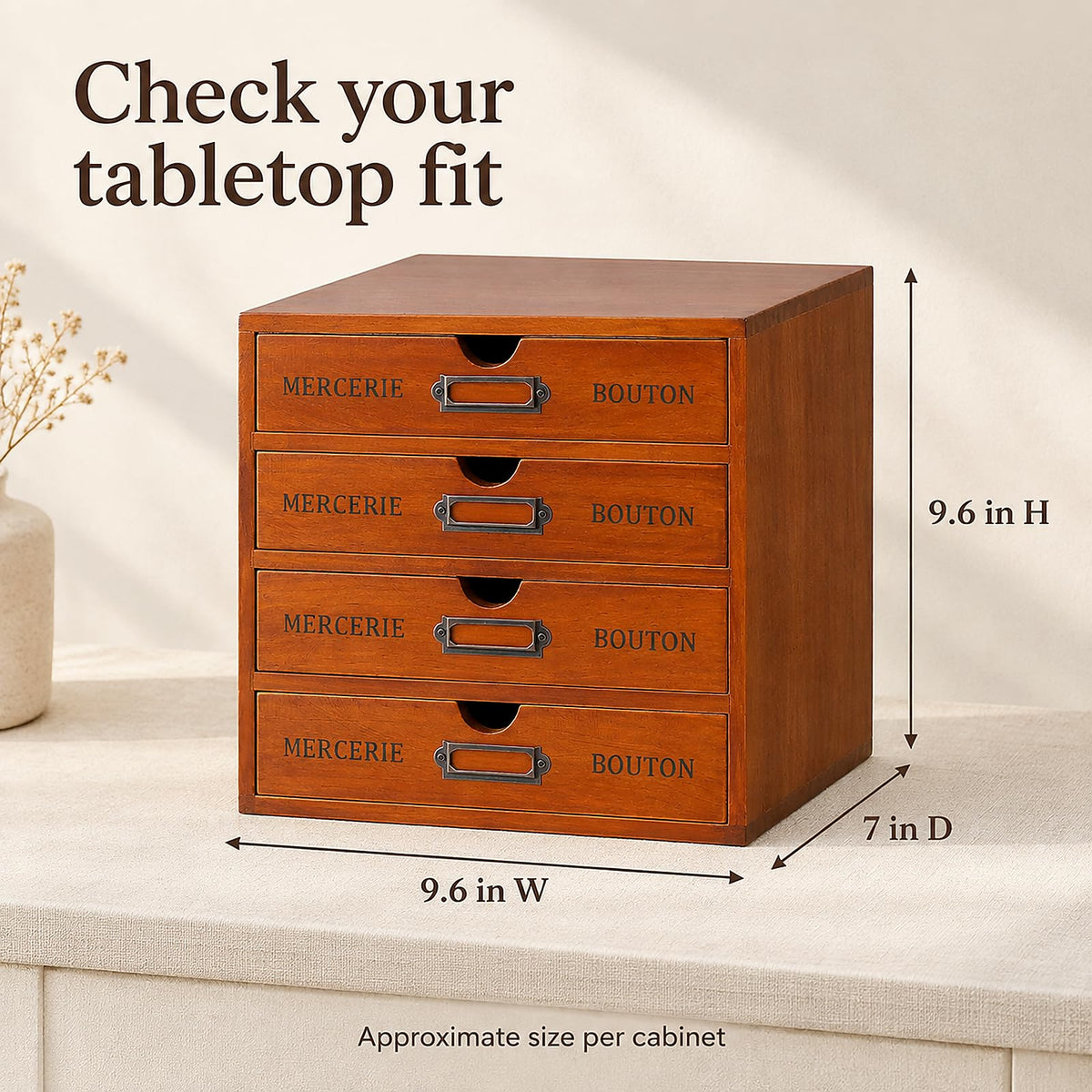 4 Pack Wood Apothecary Cabinets, 16 Drawers, Brown Pine Construction, Iron Label Holders, Ready Assembled, Office Supplies Organizer, Retro Look, Craft And Stationery Storage