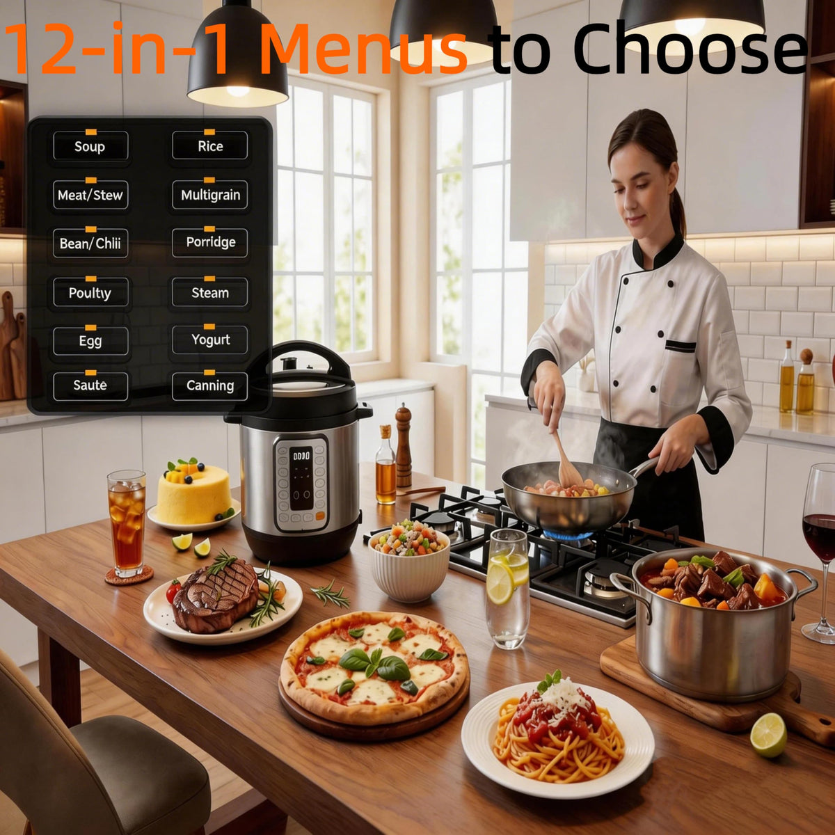 HealSmart 6QT Electric Pressure Cooker, 16-in-1 & Non-Stick Stainless Steel Multi Cooker with 12 Presets for Slow Cook, Meat Stew, Steam, Sauté, Canning, Yogurt Maker, Dishwasher Safe, Silver