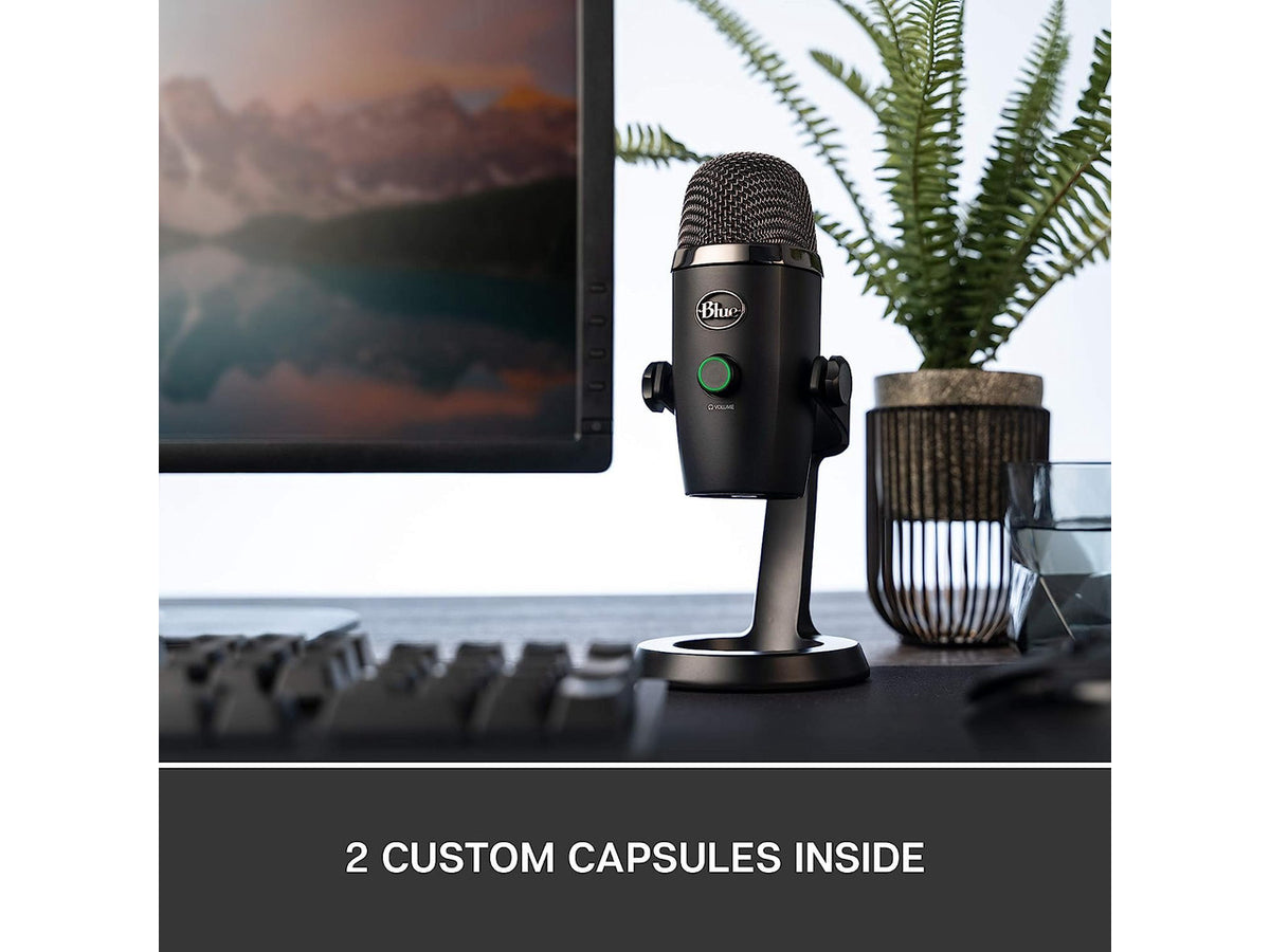 Blue Yeti Nano Premium USB Microphone for PC, Mac, Gaming, Recording, Streaming, Podcasting, Condenser Mic with Blue VO!CE Effects, Cardioid and Omni, No-Latency Monitoring - Blackout