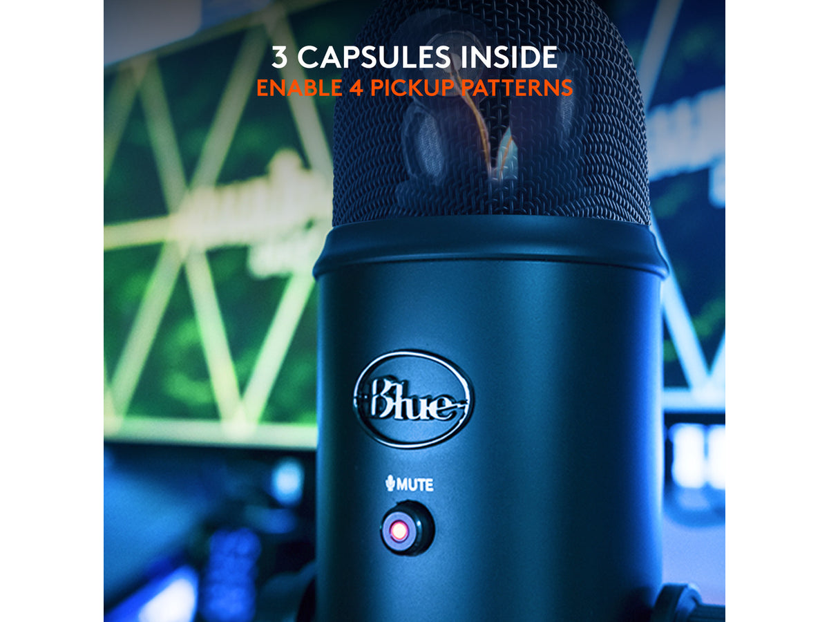 Logitech Blue Yeti USB Microphone, Multi-Pattern Condenser Mic, Plug & Play, Streaming, Podcasting & Recording