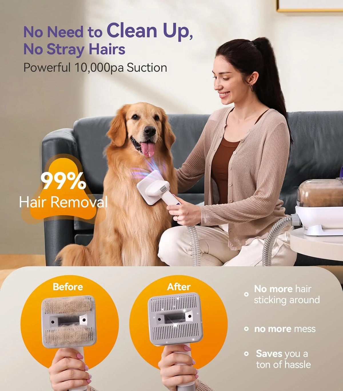 2026 oneisall dog vacuum cleaner with brush, super suction power with 12000Pa, pet hair vacuum cleaner from the brush with on