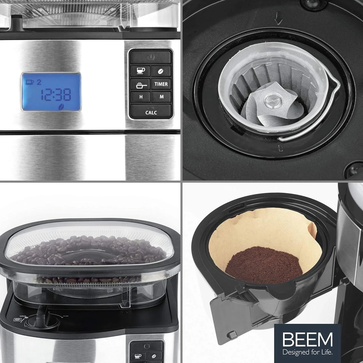 2026 BEEM FRESH-AROMA-PERFECT II filter coffee machine with grinder - Thermo | Stainless steel | Thermopot | 24h timer | 1000