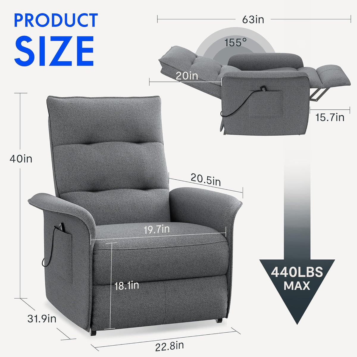 2026 FLEXISPOT electric relax chair with adjustable backrest, tiltable from 105° to 155°, reclining chair, ergonomic relax ch