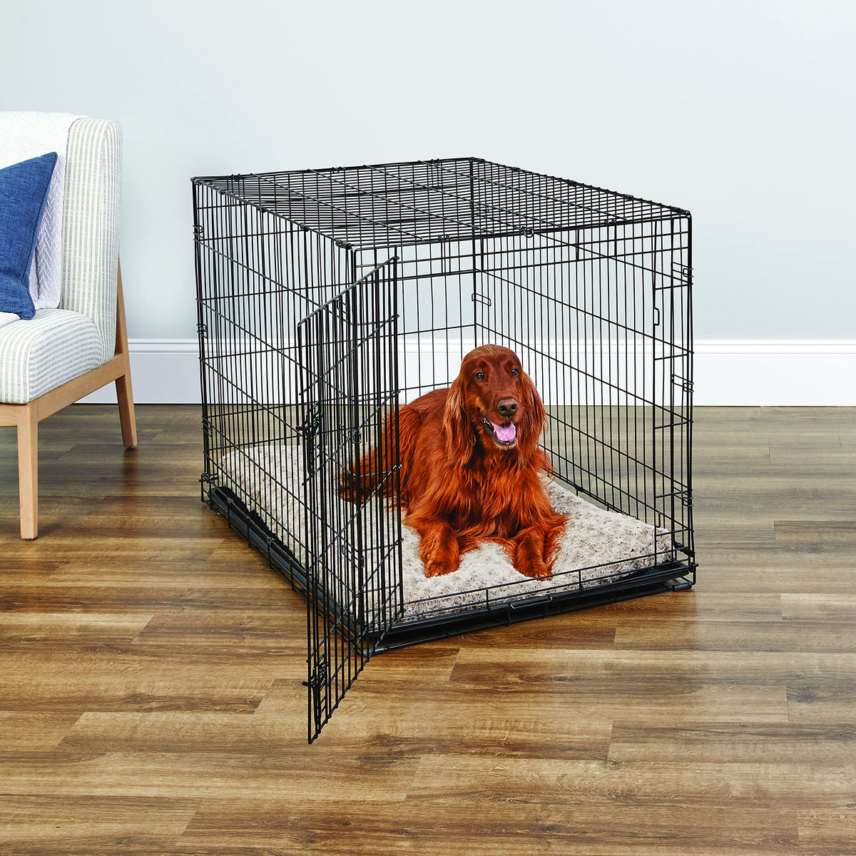 New World by Midwest 42-Inch Single Door Crate, for Large Breeds, 71-90 lbs Folding Dog Crate, Leak-Proof Tray & Secure Latch, Portable, Durable & Easy to Assemble