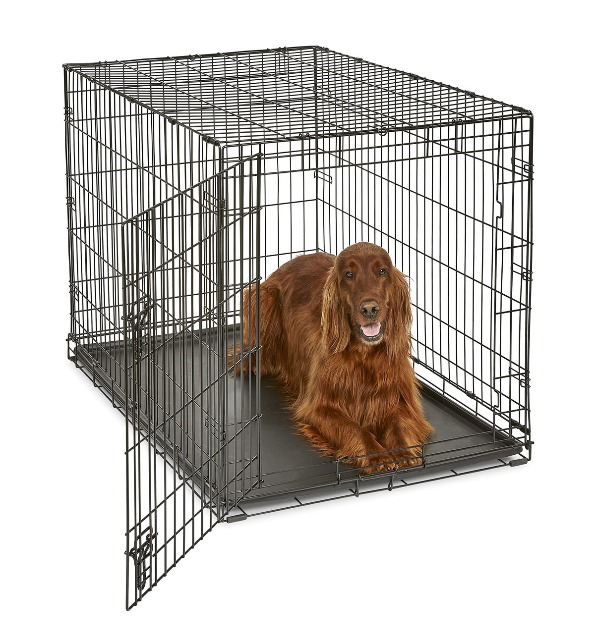 New World by Midwest 42-Inch Single Door Crate, for Large Breeds, 71-90 lbs Folding Dog Crate, Leak-Proof Tray & Secure Latch, Portable, Durable & Easy to Assemble