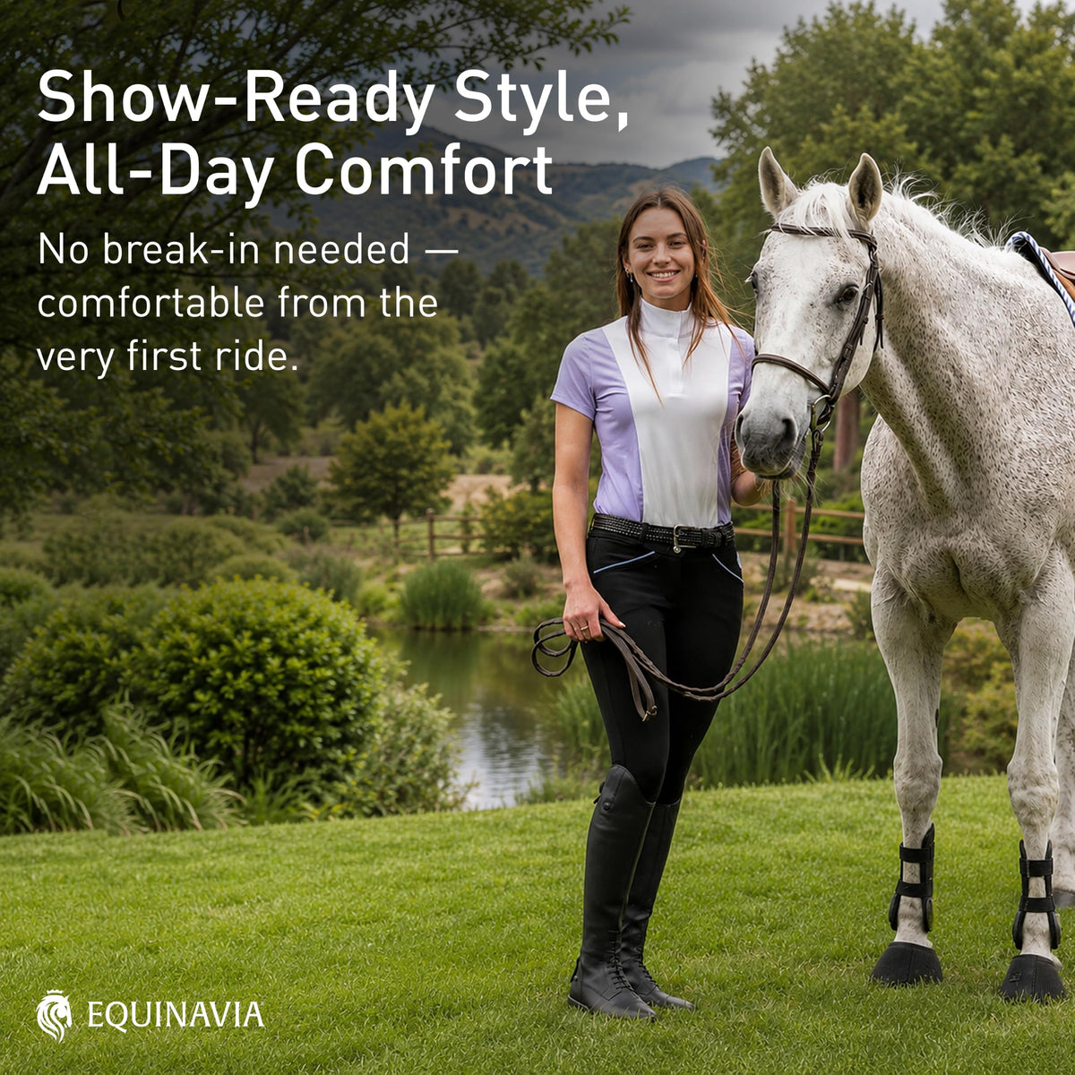 Equinavia Karina Horse Riding Boots for Women, Tall Field Boots English Riding Boots for Women, Elastic Gussets, Heavy Duty YKK Zipper, Tapered Ankle Fit, Equestrian Comfort and Style
