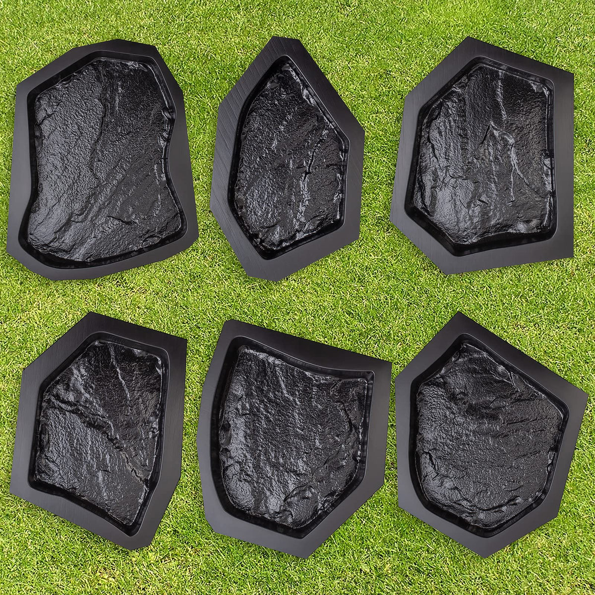 6 pcs Flagstone Molds ABS 2mm Cement Mold - Paver Mold Reusable - Casting Pathmaker Garden Pathmate Pavement Precast Concrete Molds and Forms Walkway