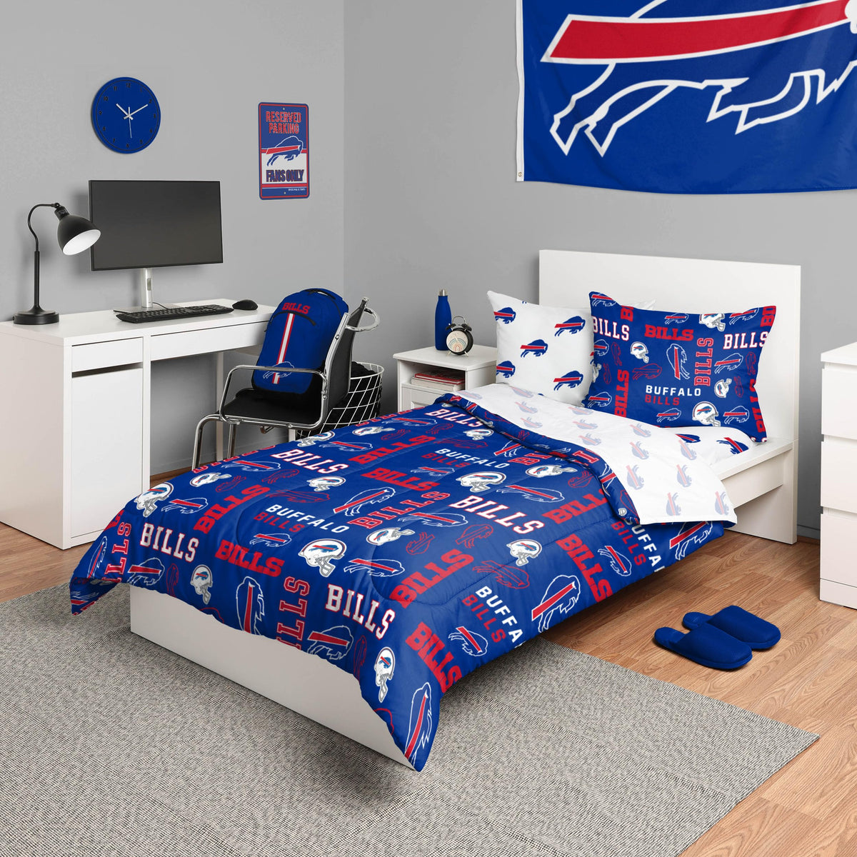 FOCO Unisex-Adult NFL Team Logo Bed in a Bag Comforter, Sheets, Pillow Cases Bedding 5-Piece Set