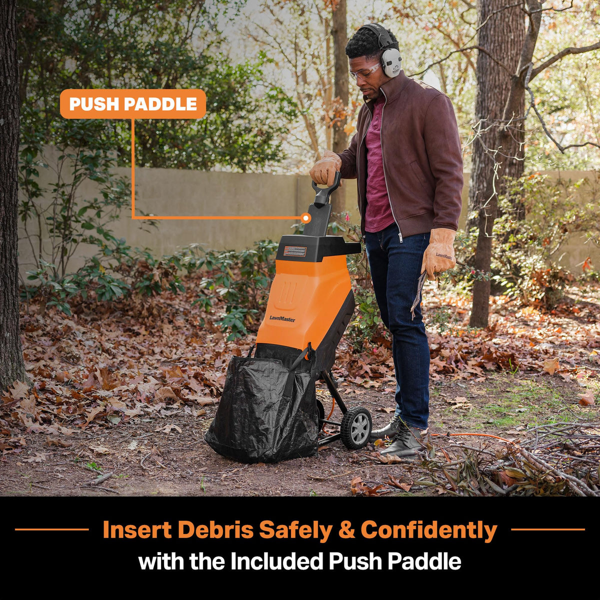 LawnMaster Electric Wood Chipper 1.8'' Cutting Diameter with Bag, FD1503 15-Amp, 14:1 Reduction