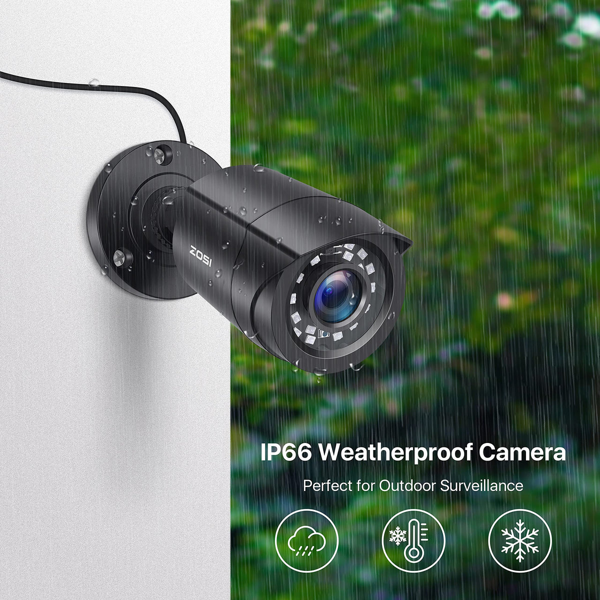 ZOSI 4 Pack 1080P HD TVI Wired Security Cameras, Outdoor Indoor Bullet Cam 80ft Night Vision, IP66 Weatherproof, for 1080P/5MP/4K HD TVI Analog CCTV DVR Home Surveillance System