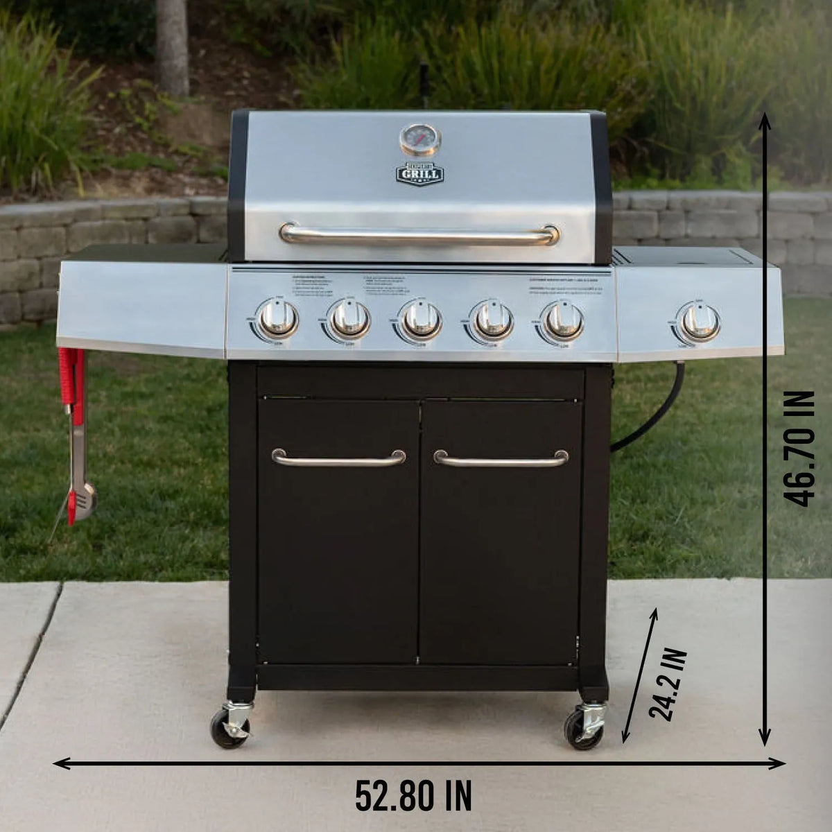 Grill 5-Burner Propane Gas Grill with Side Burner