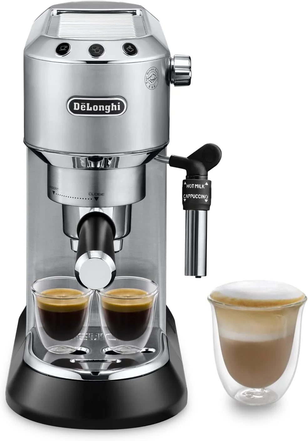 2026 De'Longhi Dedica – Stainless steel pump coffee maker for ground or individual coffee, espresso and cappuccino, 1.3 litre