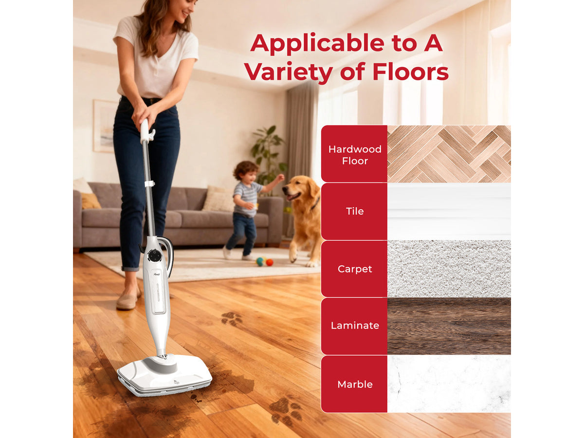 Rosewill 11-in-1 Steam Mop, 260°F Handheld Steam Cleaner, 1200W Detachable Steam Mops for Floor Cleaning, Removable Tank, Multi-Purpose Steamer for Hardwood, Tile, Grout, Furniture- White
