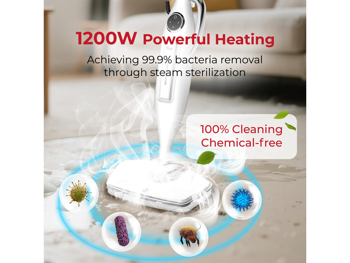 Rosewill 11-in-1 Steam Mop, 260°F Handheld Steam Cleaner, 1200W Detachable Steam Mops for Floor Cleaning, Removable Tank, Multi-Purpose Steamer for Hardwood, Tile, Grout, Furniture- White