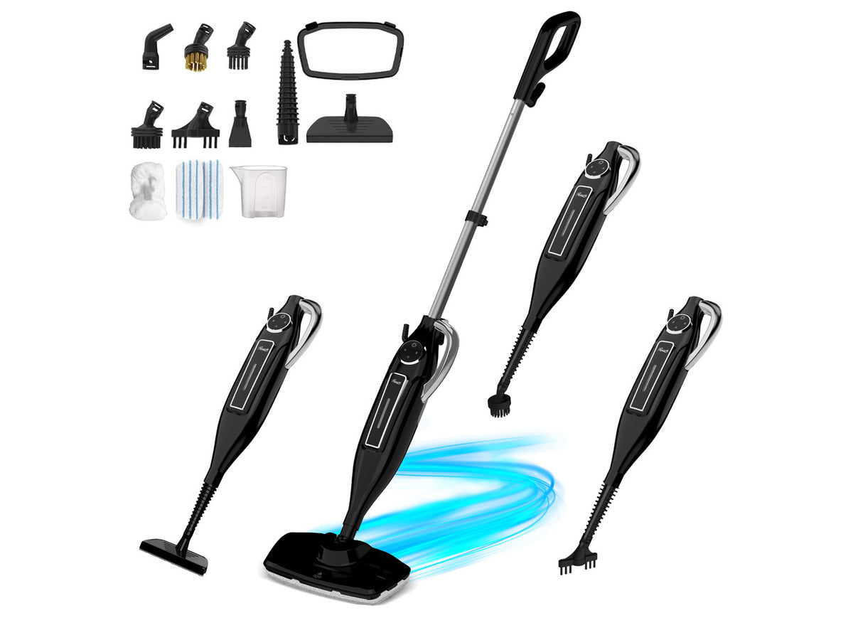 Rosewill 11-in-1 Steam Mop, 260°F Handheld Steam Cleaner, 1200W Detachable Steam Mops for Floor Cleaning, Removable Tank, Multi-Purpose Steamer for Hardwood, Tile, Grout, Furniture - Black