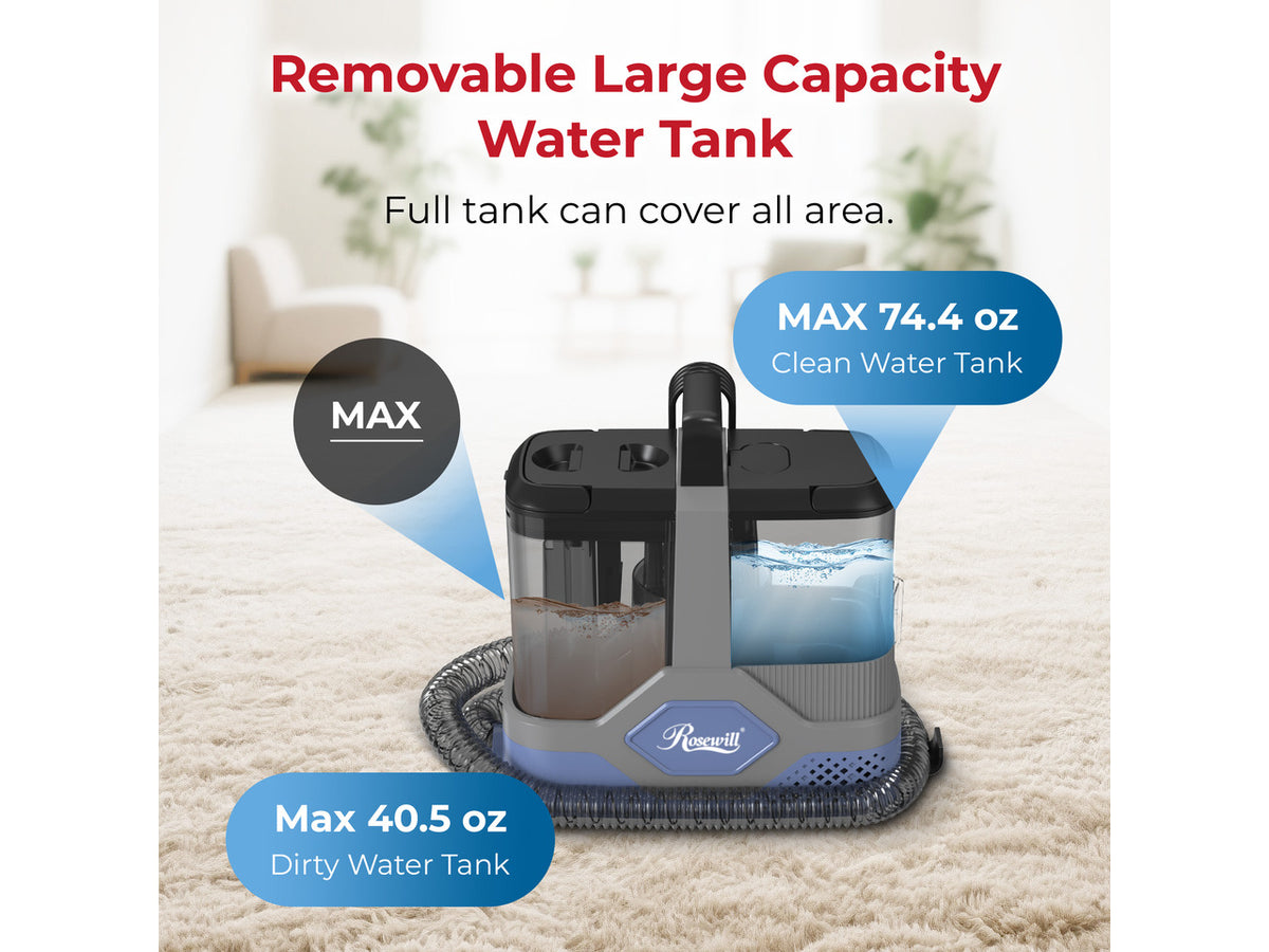 Rosewill Multi-Purpose Portable Carpet and Upholstery Cleaner with 74.4 oz Large Water Tank, Self Cleaning, Powerful Suction 17 KPa Spot Cleaner, 600W Motor, 4 Tools for Pets, Car, Couch and Stairs