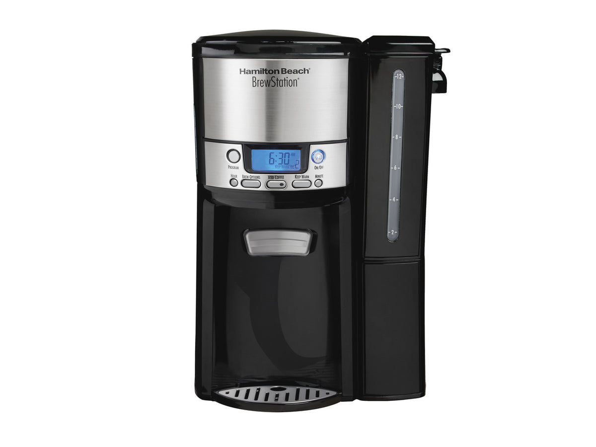 Hamilton Beach 47900 Black Brew Station 12-Cup Dispensing Programmable Coffeemaker with Removable Water Reservoir