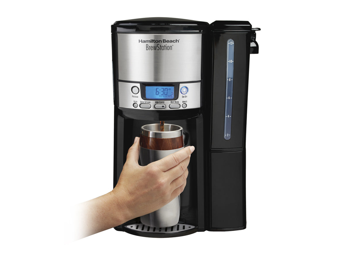 Hamilton Beach 47900 Black Brew Station 12-Cup Dispensing Programmable Coffeemaker with Removable Water Reservoir