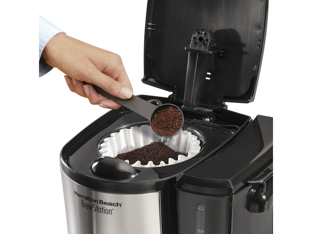 Hamilton Beach 47900 Black Brew Station 12-Cup Dispensing Programmable Coffeemaker with Removable Water Reservoir