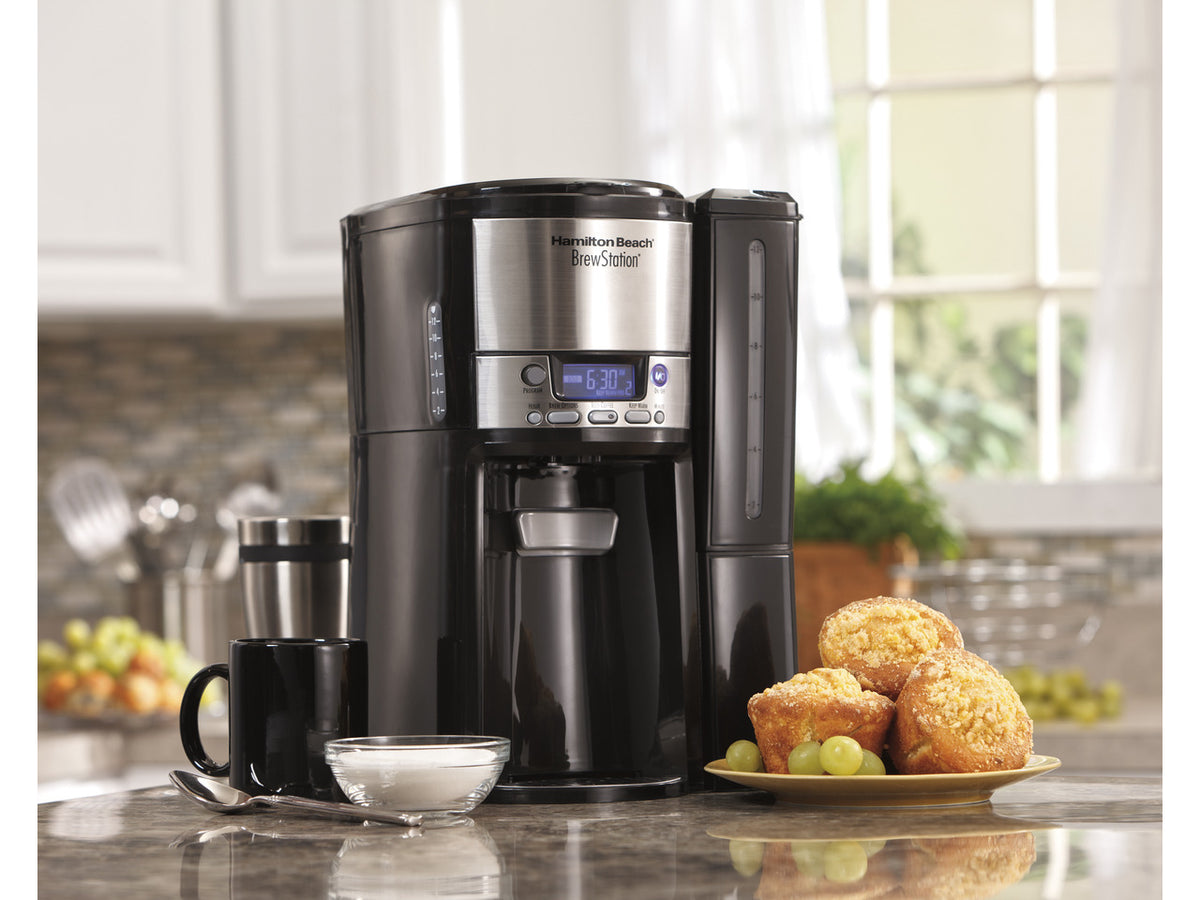 Hamilton Beach 47900 Black Brew Station 12-Cup Dispensing Programmable Coffeemaker with Removable Water Reservoir