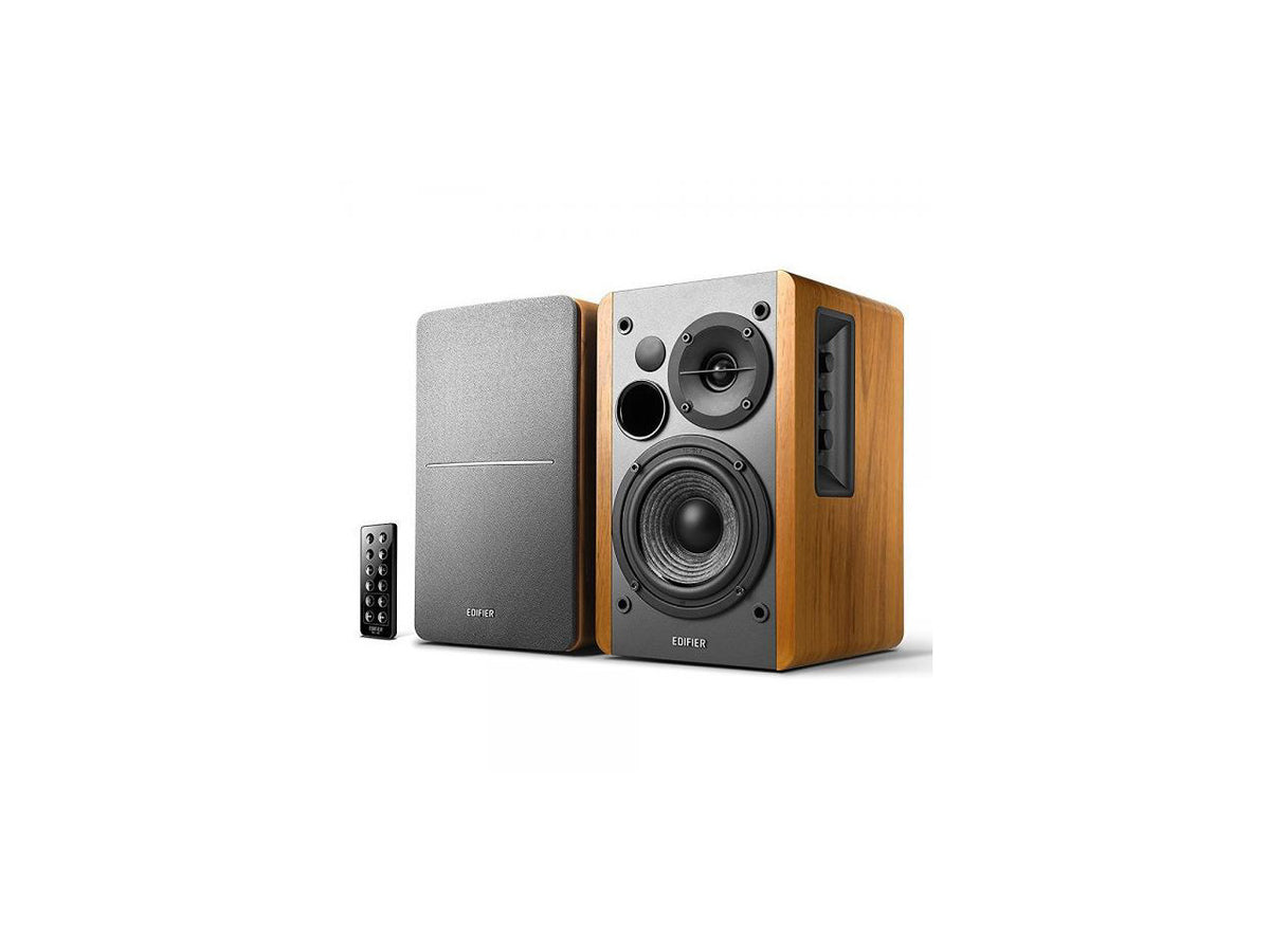 Edifier R1280DB Powered Bluetooth Bookshelf Speakers - Optical Input - Wireless Studio Monitors - 4 Inch Near Field Speaker - 42w RMS - Wood Grain