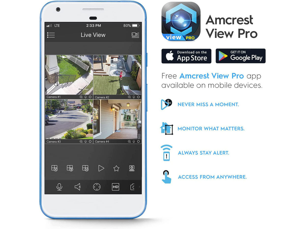 Amcrest UltraHD 4K (8MP) Outdoor Bullet Security IP POE Camera, 98ft NightVision, 2.8mm Lens, IP67 Weatherproof, 256GB MicroSD Recording, Black (IP8M-2496EB-V2)