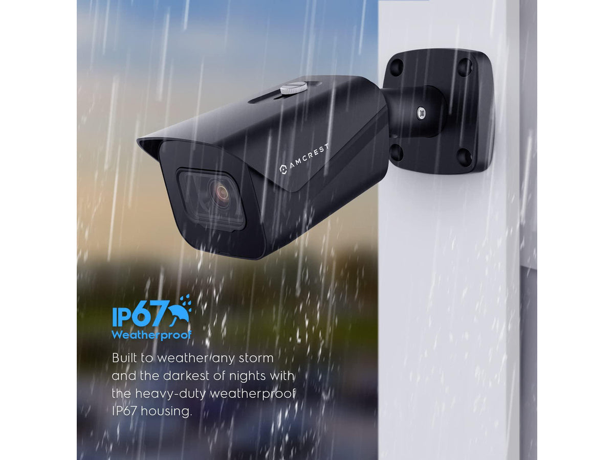 Amcrest UltraHD 4K (8MP) Outdoor Bullet Security IP POE Camera, 98ft NightVision, 2.8mm Lens, IP67 Weatherproof, 256GB MicroSD Recording, Black (IP8M-2496EB-V2)