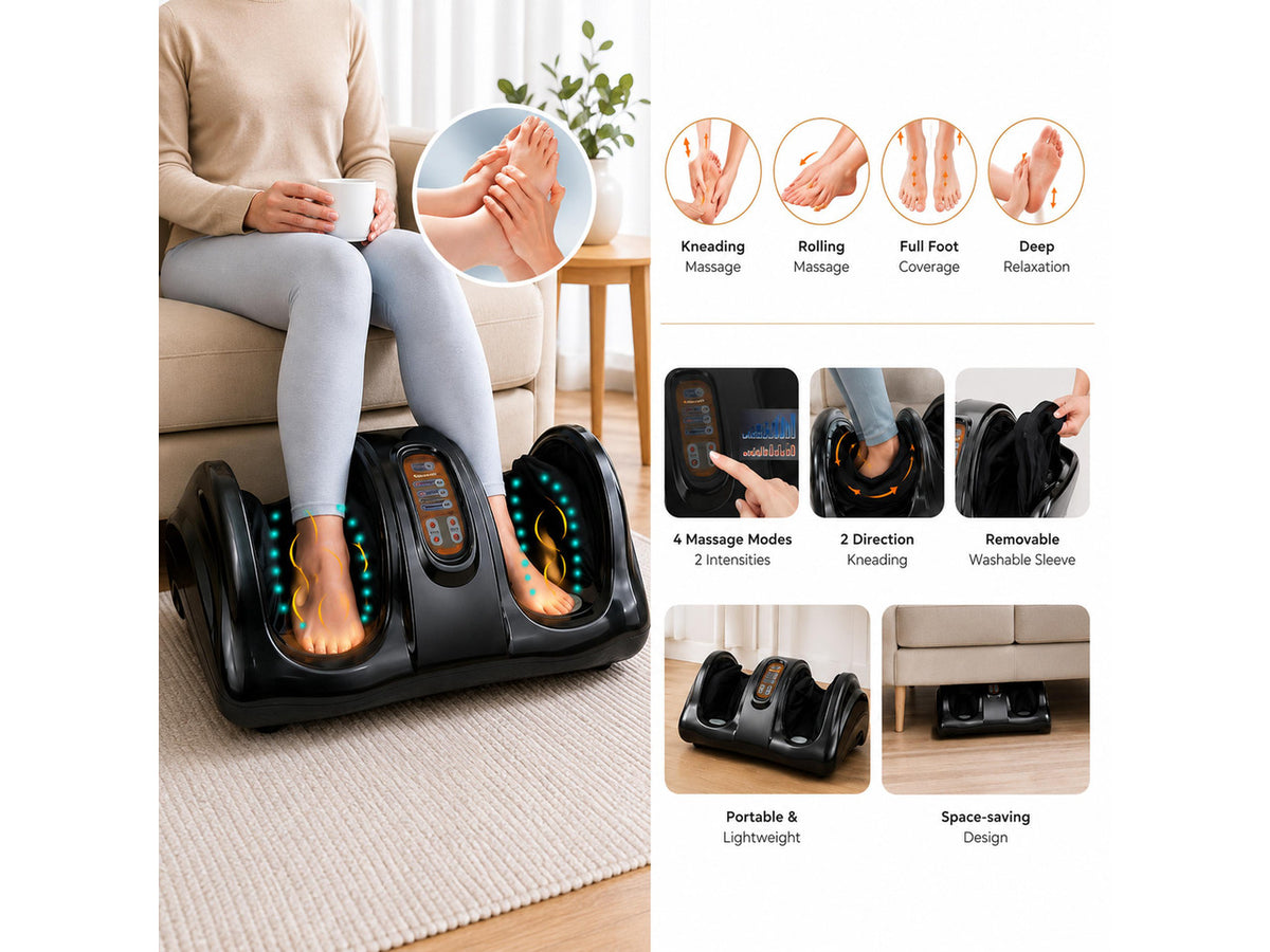 Carepeutic KH385LBA Deluxe Hand-Touch Shiatsu Foot Massager with Kneading Rolling Massage for Tension and Fatigue Relief