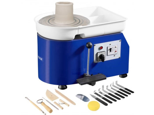 Pottery Wheel for Adults and Beginners, 350W, 11in Clay Wheel Forming Machine, Adjustable 0-300RPM Speed Handle and Pedal Control, ABS Detachable Basin, Accessory Kit for Craft DIY, Blue Updated
